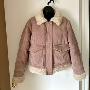 UpWest Blush Pink Fleece and Corduroy Jacket XS
